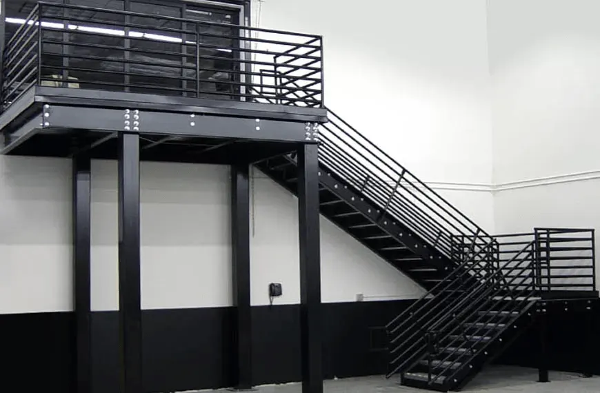 Steel stair with a landing platform