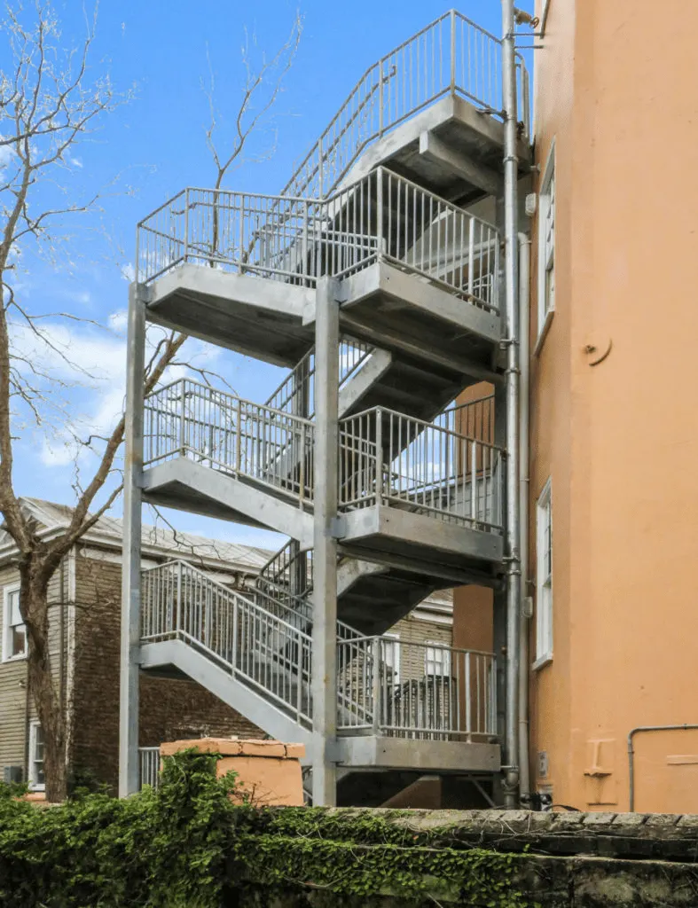Exterior steel stair with landings